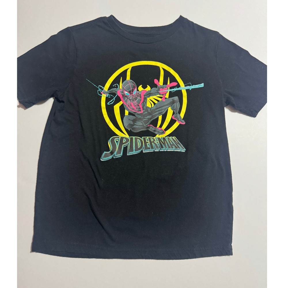 Marvel Spider-Man Miles Morales Boys Black Graphic T-Shirt Size M 8-10